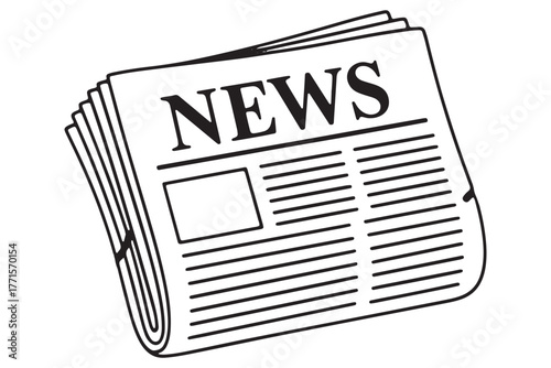 Newspaper isolated on white background featuring headlines, articles, and current events, providing information and updates on various topics of interest to readers