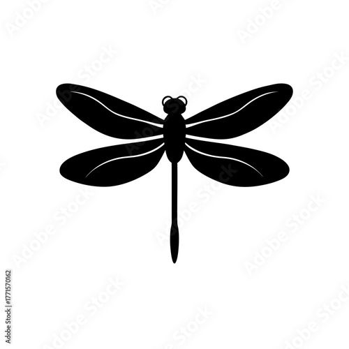 Silhouette of a dragonfly icon on transparent background