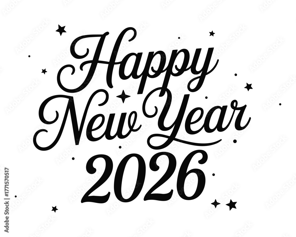 Fototapeta premium Happy new year 2026 text with stars