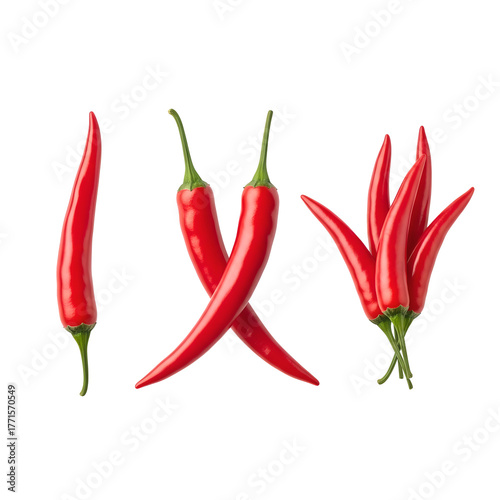 Red Chili Peppers Spicy Ingredient Isolated On Transparent Background
