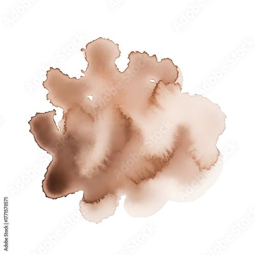 Brown Watercolor Stain Abstract Isolated On Transparent Background