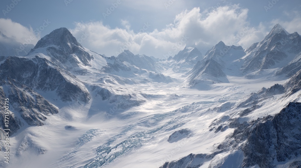 Obraz premium Snowy mountain glacier landscape