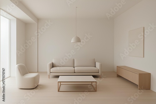 Minimalist interior with clean lines and open space