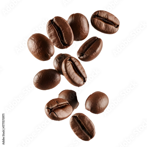 Coffee Beans Brown Roasted Isolated On Transparent Background