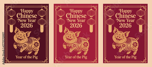 Happy chinese new year 2026 year of the pig design