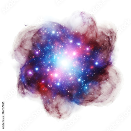 Galaxy Nebula Stars Colorful Bright Isolated On Transparent Background