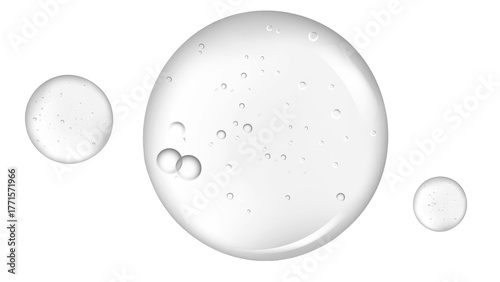 Gel serum texture. Clear skin care liquid drops. Cosmetic product swatch isolated on white background