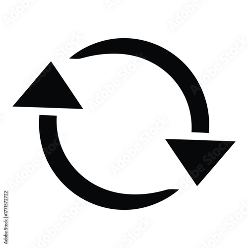 Circular arrows symbol representing refreshing reloading and continuous recycling process icon graphic silhouette