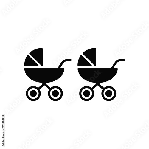 Two baby strollers icon design illustration isolated on a white background
