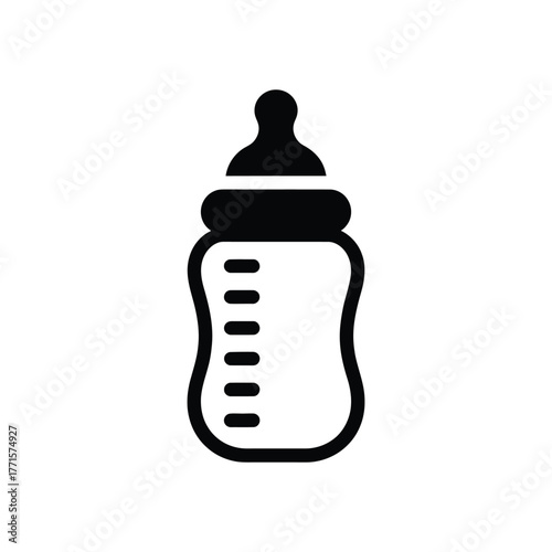 Baby bottle icon illustration isolated on a clean white background depicting feeding