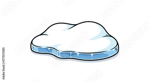 A cartoon-style illustration of a white cloud on a blue base with a black outline against a plain white background.