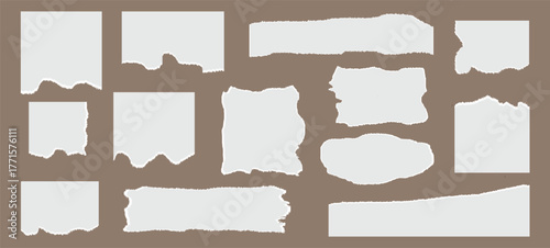 Set of torn paper sheets. Ripped paper strips collection. Realistic torn paper edges vector, paper strips. Vector illustration. 
