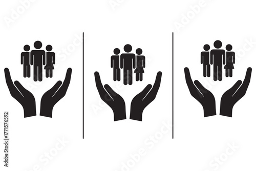 Symbolic representation of human resources management isolated on white background, emphasizing care, support, and protection of employees within an organization