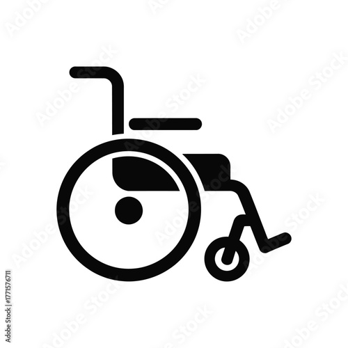 Black wheelchair icon illustration on white background for accessibility symbol