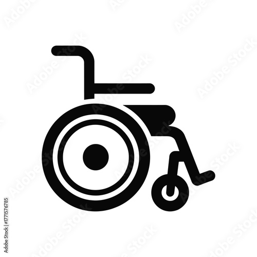Black wheelchair icon isolated on white background conveying accessibility and inclusion visually