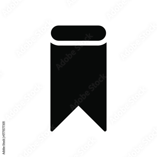 Black bookmark flag icon with a white background for digital designs