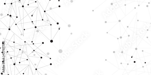 Technology abstract white digital background of connected dot with black line .many squares and rectangle shapes .Internet connection network high digital technology with connecting points and