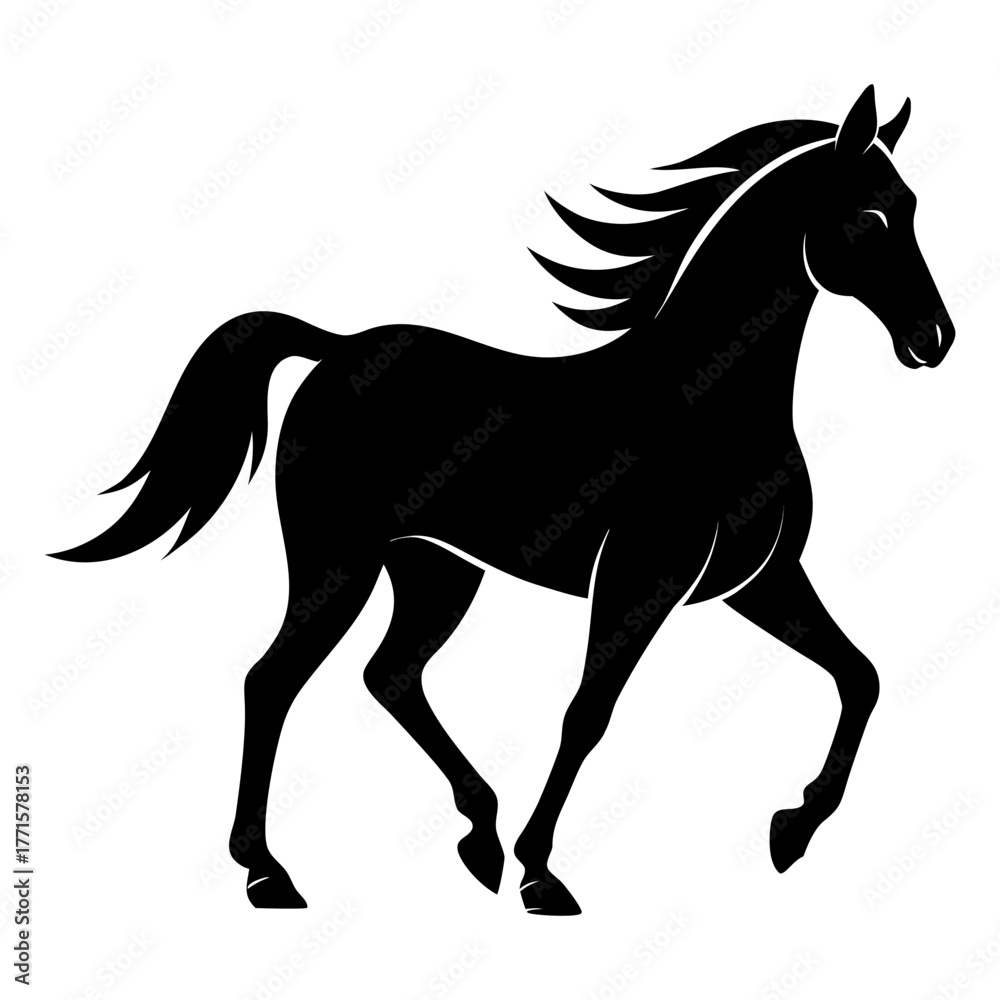Obraz premium A silhouette of a running horse vector design 