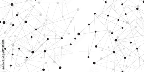 Technology abstract white digital background of connected dot with black line .many squares and rectangle shapes .Internet connection network high digital technology with connecting points and