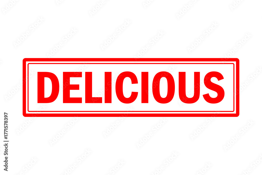 Fototapeta premium DELICIOUS - Red Rubber Stamp with text message DELICIOUS 