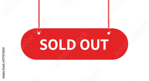 Bold Red Sold Out Stamp on White Background