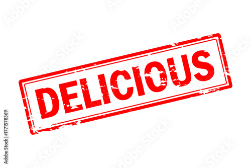 DELICIOUS - Red Rubber Stamp with text message DELICIOUS
