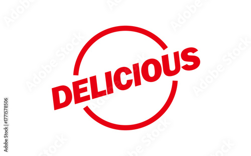 DELICIOUS - Red Rubber Stamp with text message DELICIOUS
