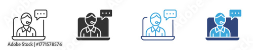 Online customer service icon set, customers service agent helping technical solution client symbol  , vector illustration . 