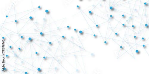 Technology abstract white digital background of connected dot with blue line .many squares and rectangle shapes .Internet connection network high digital technology with connecting points and