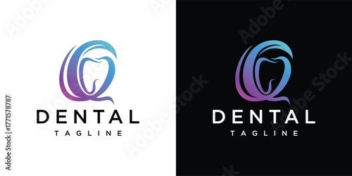 letter Q logo design with teeth, design for a luxurious, elegant and simple business.	