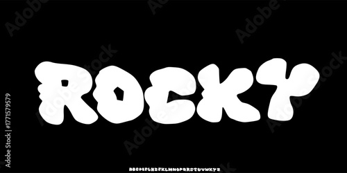 Alphabet Groovy Handwritten Font,Typeface Uppercase. Bubble Style Font, Design for fashion,comic,film,urban,poster, sport.Vector illustration