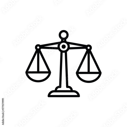 Scales of Justice Icon Vector Equilibrium Legal System Outline