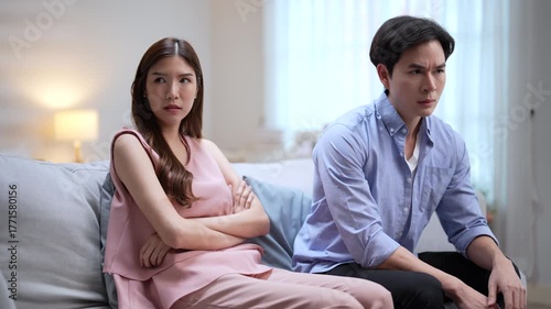 Unhappy Asian Couples, Misunderstandings Lead to Family Problems, Concepts of Divorce.