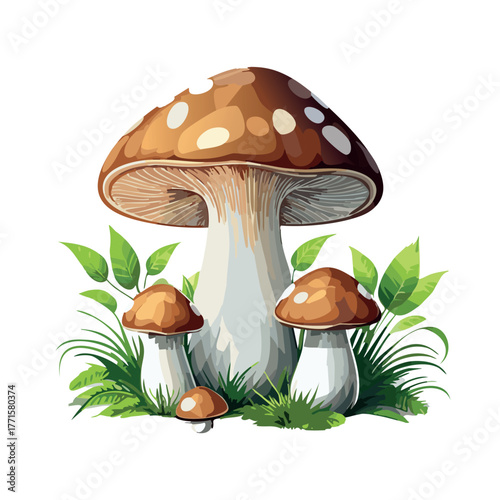 few king bolete , line drawing