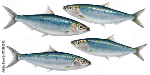 Sardines PNG Set – Realistic Small Fish Isolated on Transparent Background