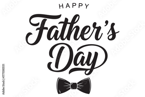 Fathers day greeting card isolated on white background featuring a stylish bow tie and elegant typography for a heartfelt celebration