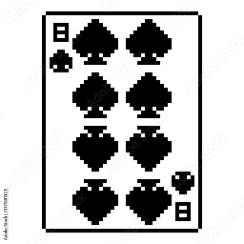 8 of Spades Playing Card Pixel Art