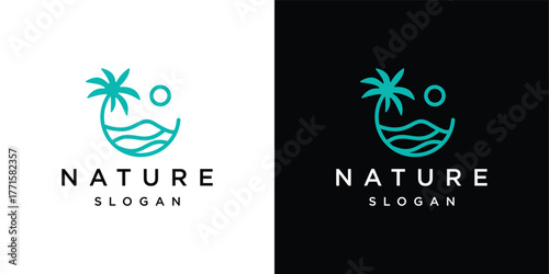 logo design Sea water waves, river water flow, water abstract vector pattern logo in blue and orange.	