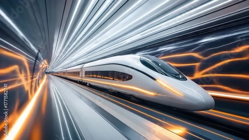 Gen Turbo high-speed train gliding through modern tunnel with dynamic light effects