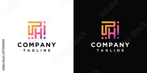 monogram letter TH logo is made with lines, a design for a luxurious, elegant and simple business.