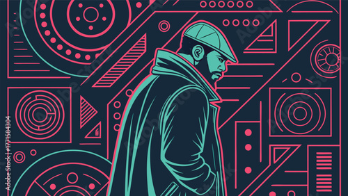 Neon Detective Noir Vector EPS 10 Abstract Geometric Illustration
Retro Futuristic Detective Vector EPS 10 Neon Cyberpunk
Cyberpunk Detective Trench Coat Vector EPS 10 Geometric Neon
Abstract Vector 