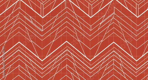 Abstract pattern featuring white zigzag lines on a textured orange-red background