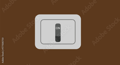A simple, abstract image of an electrical switch in the "ON" position on a brown background