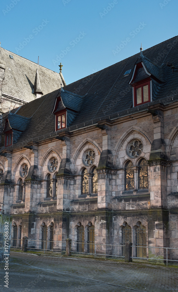 Fototapeta premium Historic Stone Building with Arched Windows