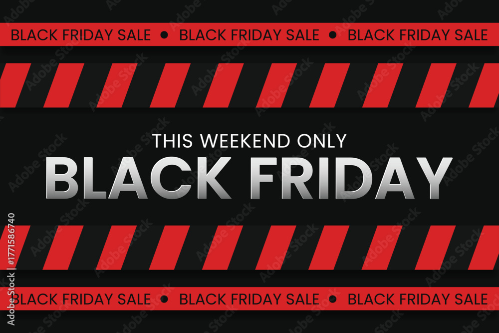 Fototapeta premium Black friday sale banner with red and black stripes