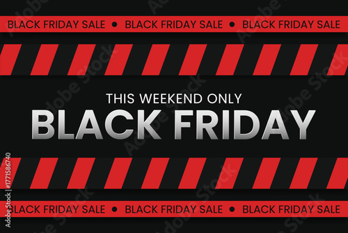 Black friday sale banner with red and black stripes