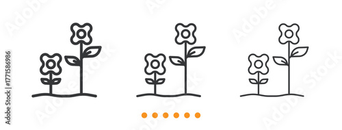 Two Flowers Gardening icon. Thin line icon vector