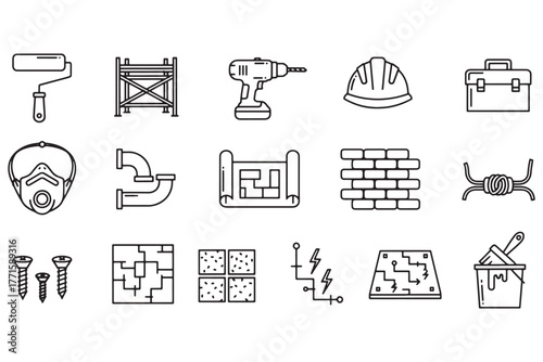 Construction tools and equipment essential gear for building and renovation projects isolated on white background