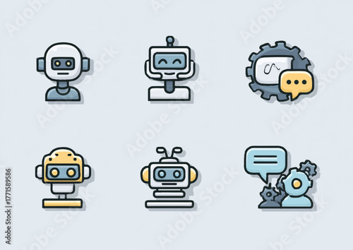 Robotics and Automation Icons Collection for Artificial Intelligence Concepts Vector Design