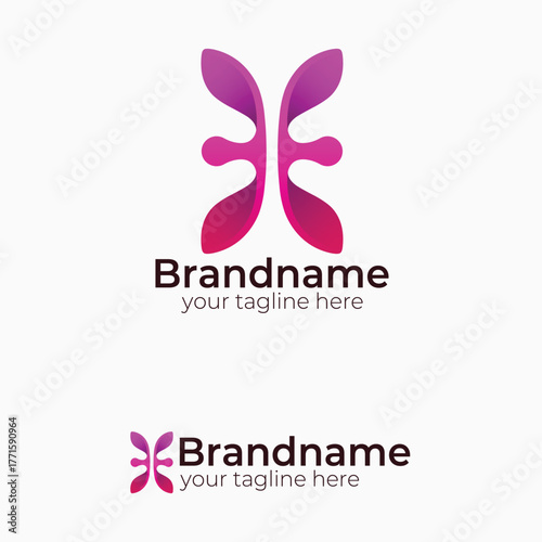 Abstract Butterfly Wing Moth Shape Logo Design Vector Template for Beauty Fashion Wellness Spa Cosmetics Medical or Digital Business Branding Identity